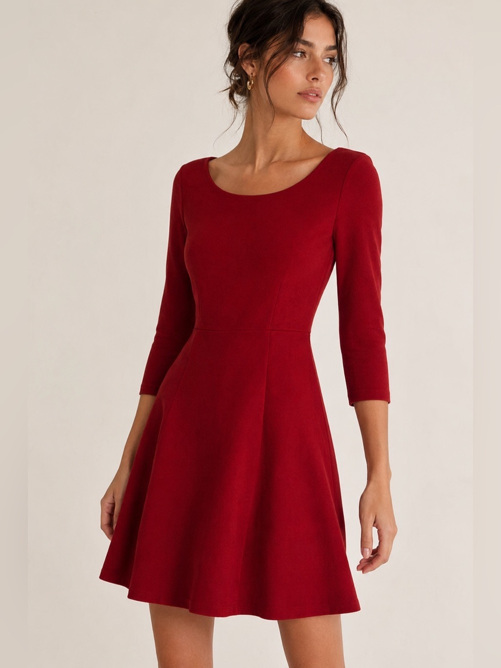 Alice + Olivia Red Fit & Flare Long Sleeve Dress Size 2 Authenticated